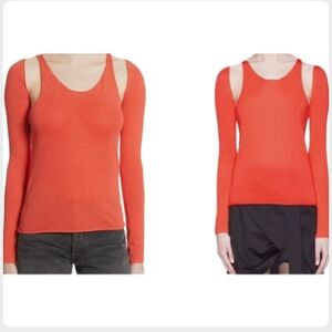 Helmut Lang Archive Orange Cold Shoulder Tank With Sleeves Size L NWT